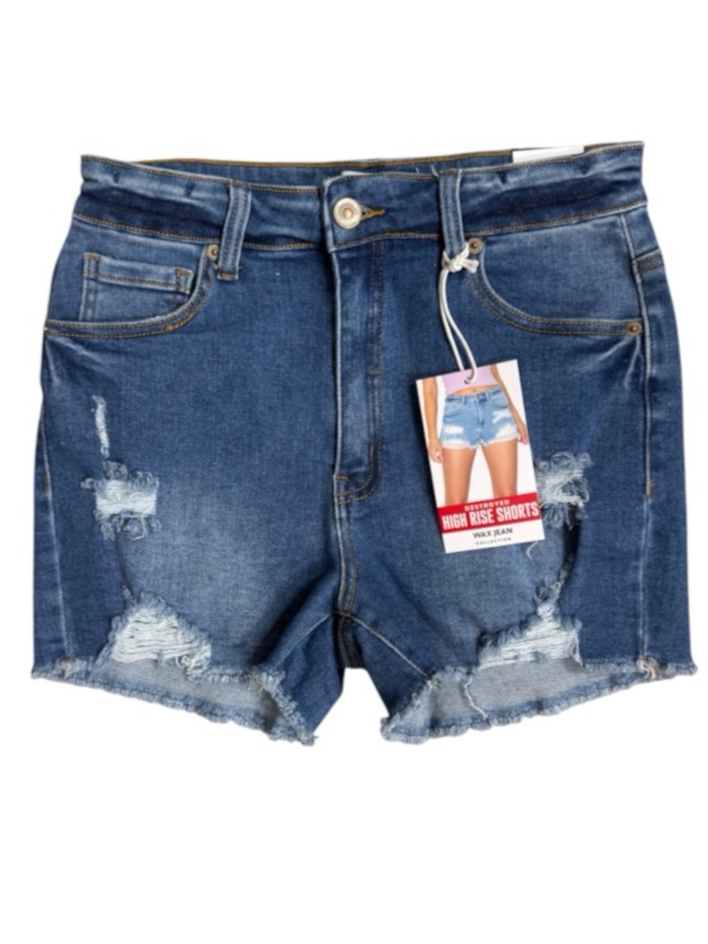 WAX JEAN Women's Distressed High Rise Denim Shorts NWT